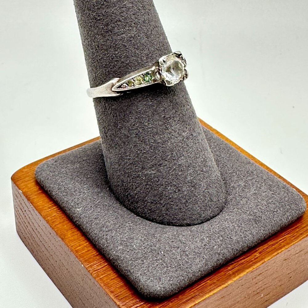 Sterling Silver Art Deco Vintage Paste Engagement Ring - Picture 3 of 9